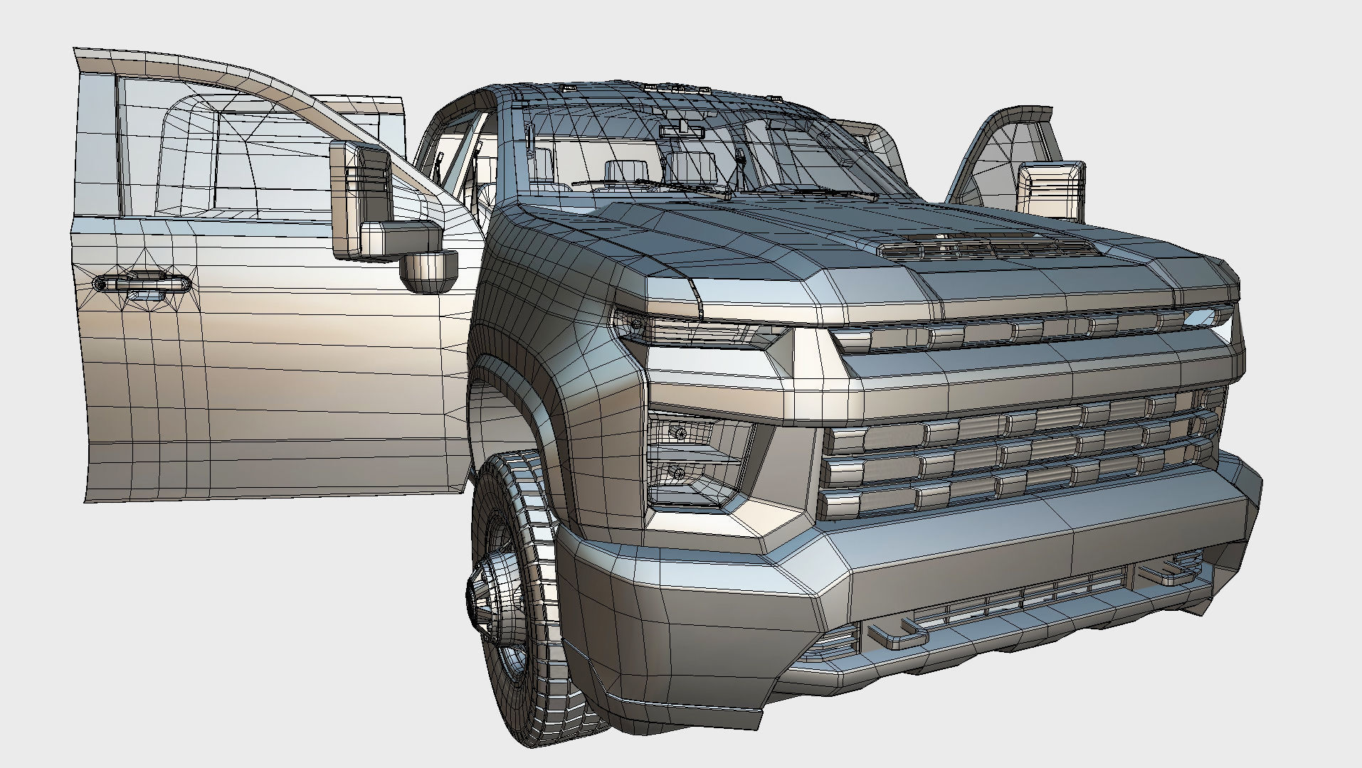 Silverado 3500 HD crewcab 2021 lowpoly 3dmodel Low-poly 3D model_16