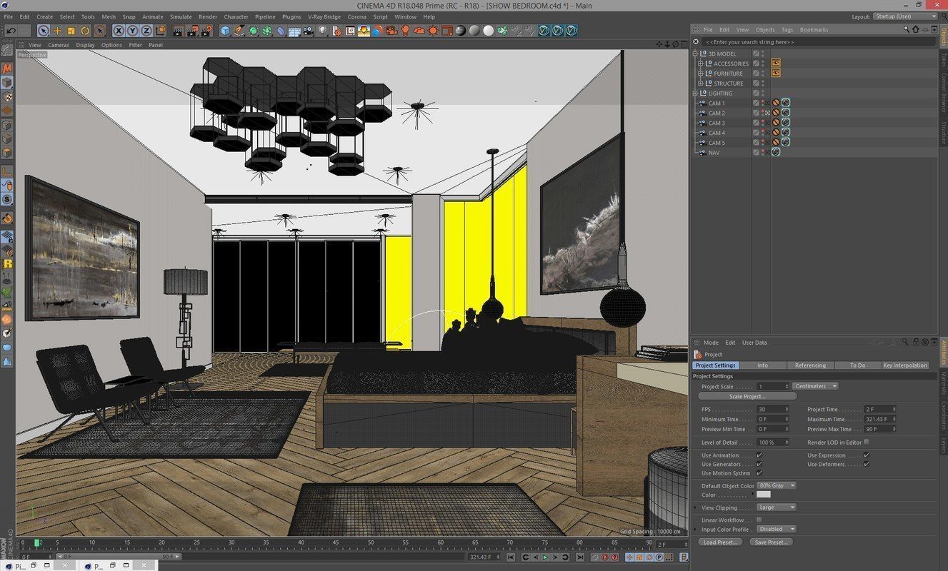 Vray - C4D scene files - Show Bedroom Interior 3D model_6