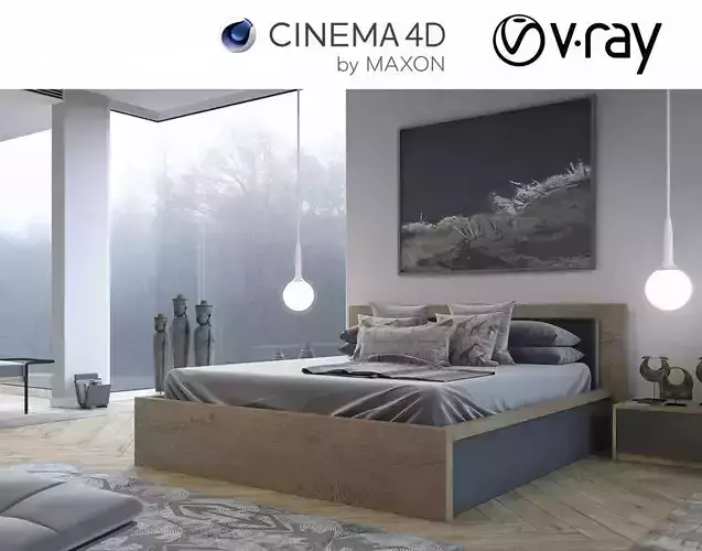 Vray - C4D scene files - Show Bedroom Interior 3D model