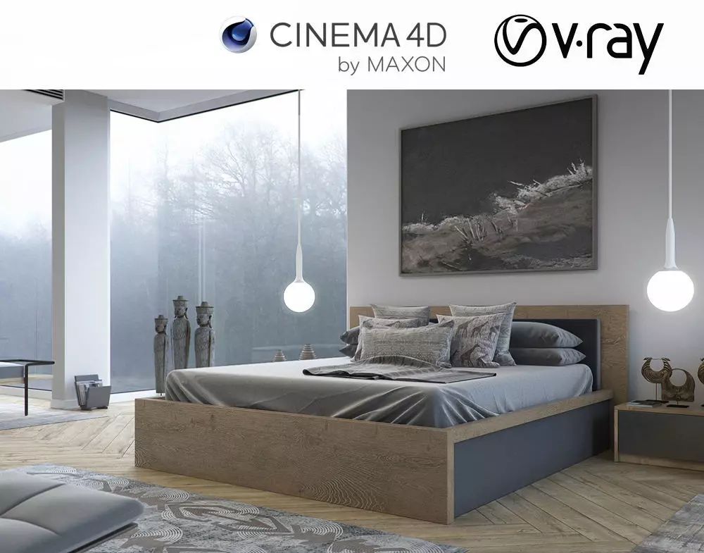 Vray - C4D scene files - Show Bedroom Interior 3D model_0