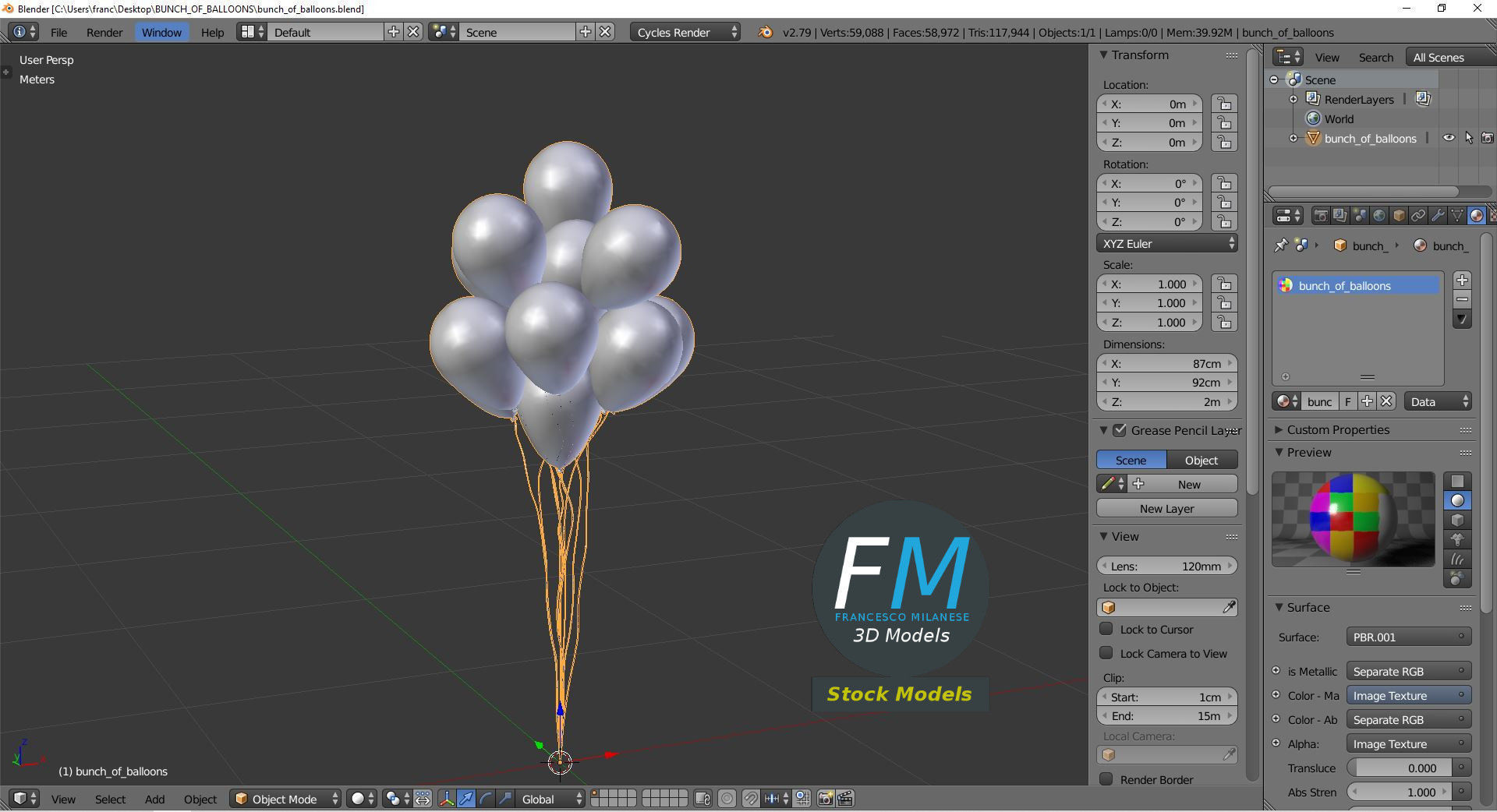 Bunch of balloons 3D model_9