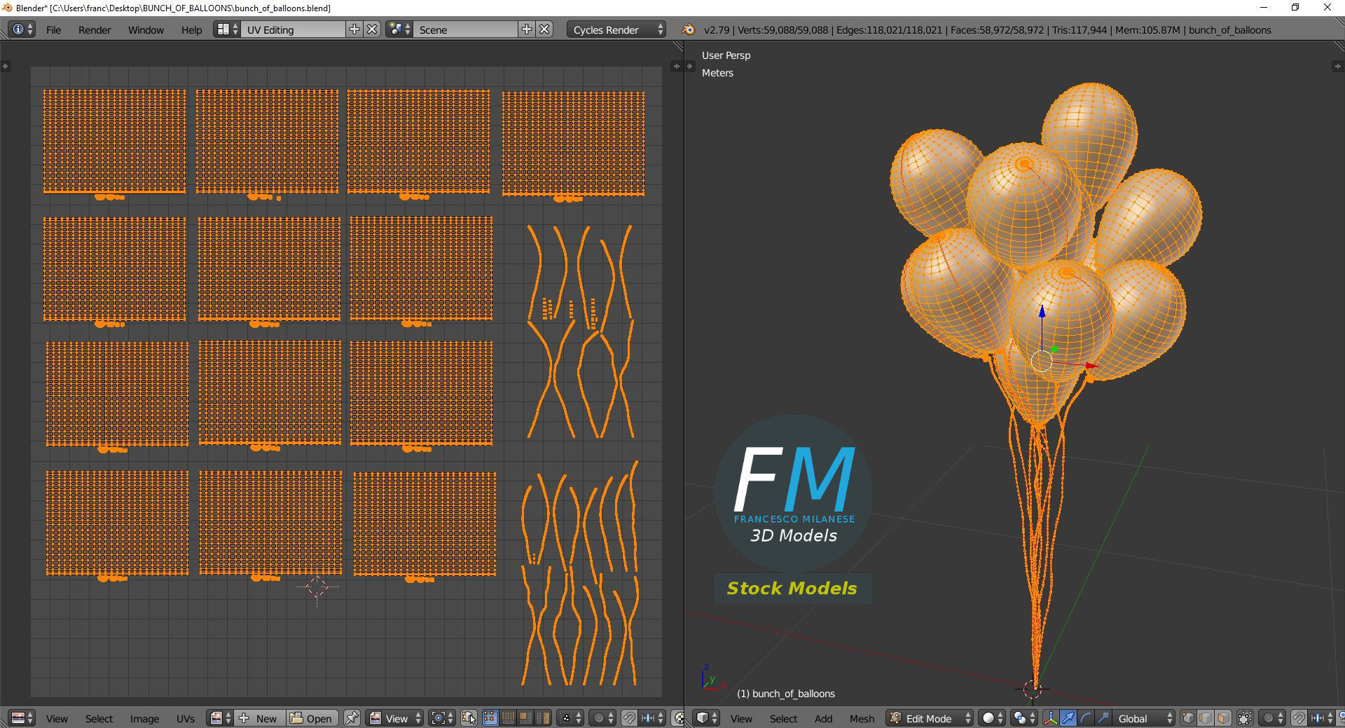 Bunch of balloons 3D model_10