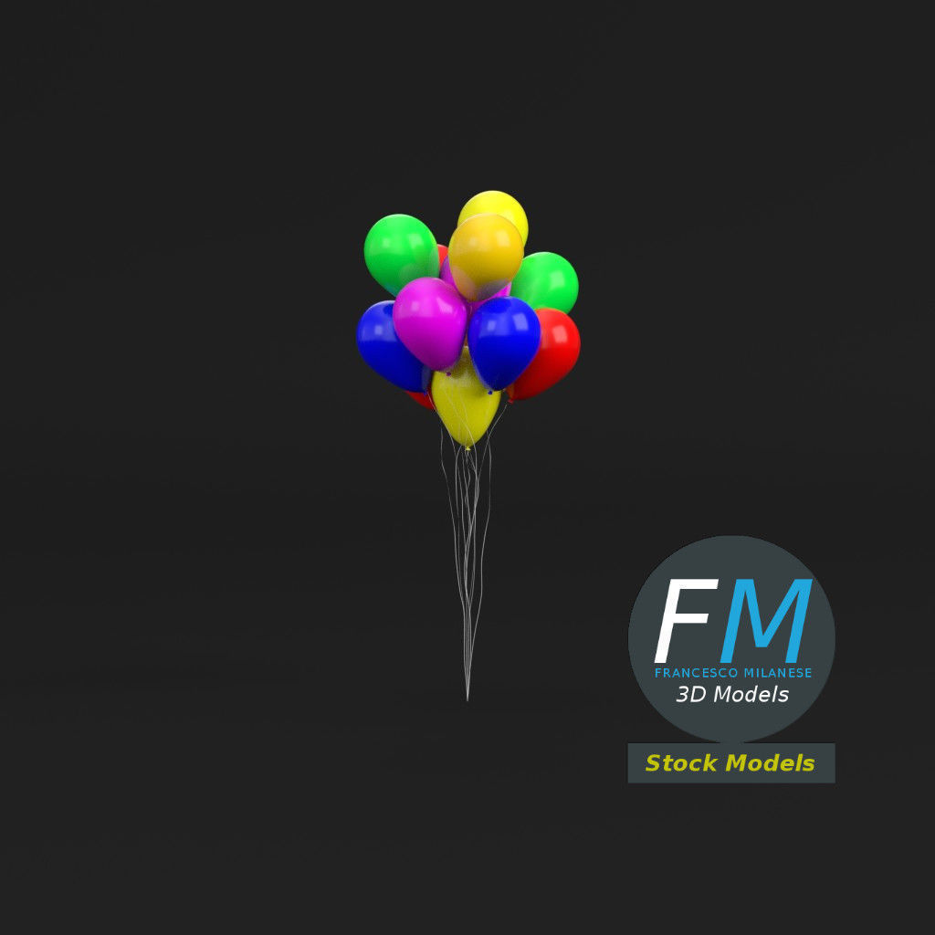 Bunch of balloons 3D model_3