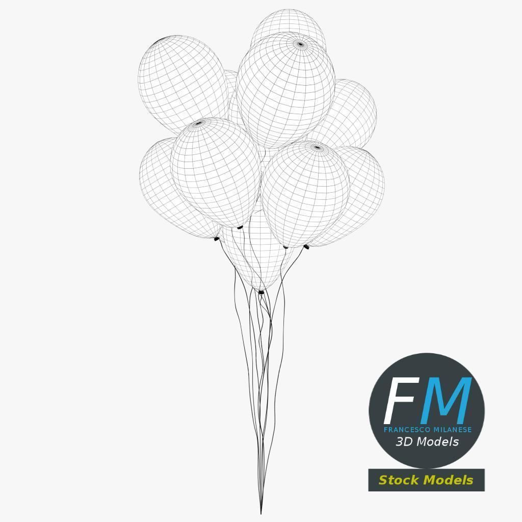Bunch of balloons 3D model_7