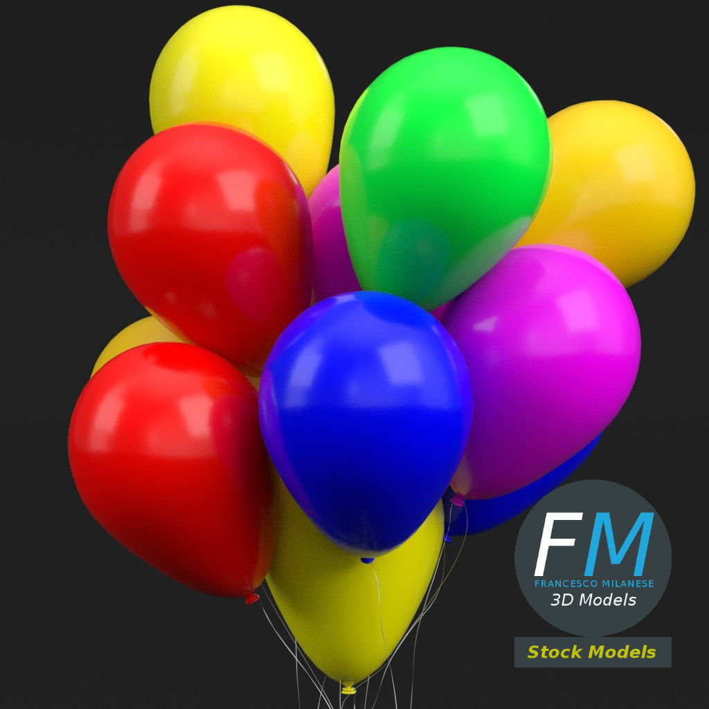 Bunch of balloons 3D model_4