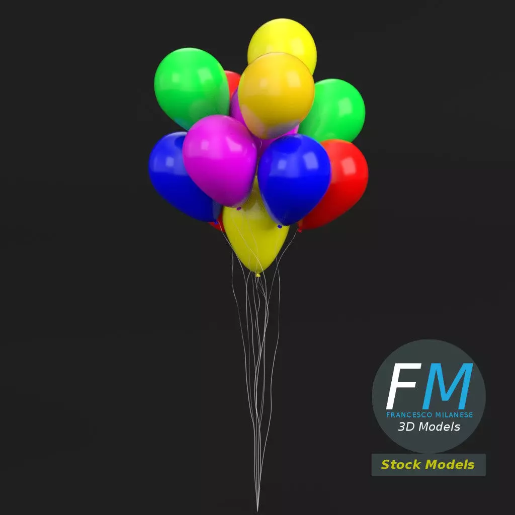 Bunch of balloons 3D model_0
