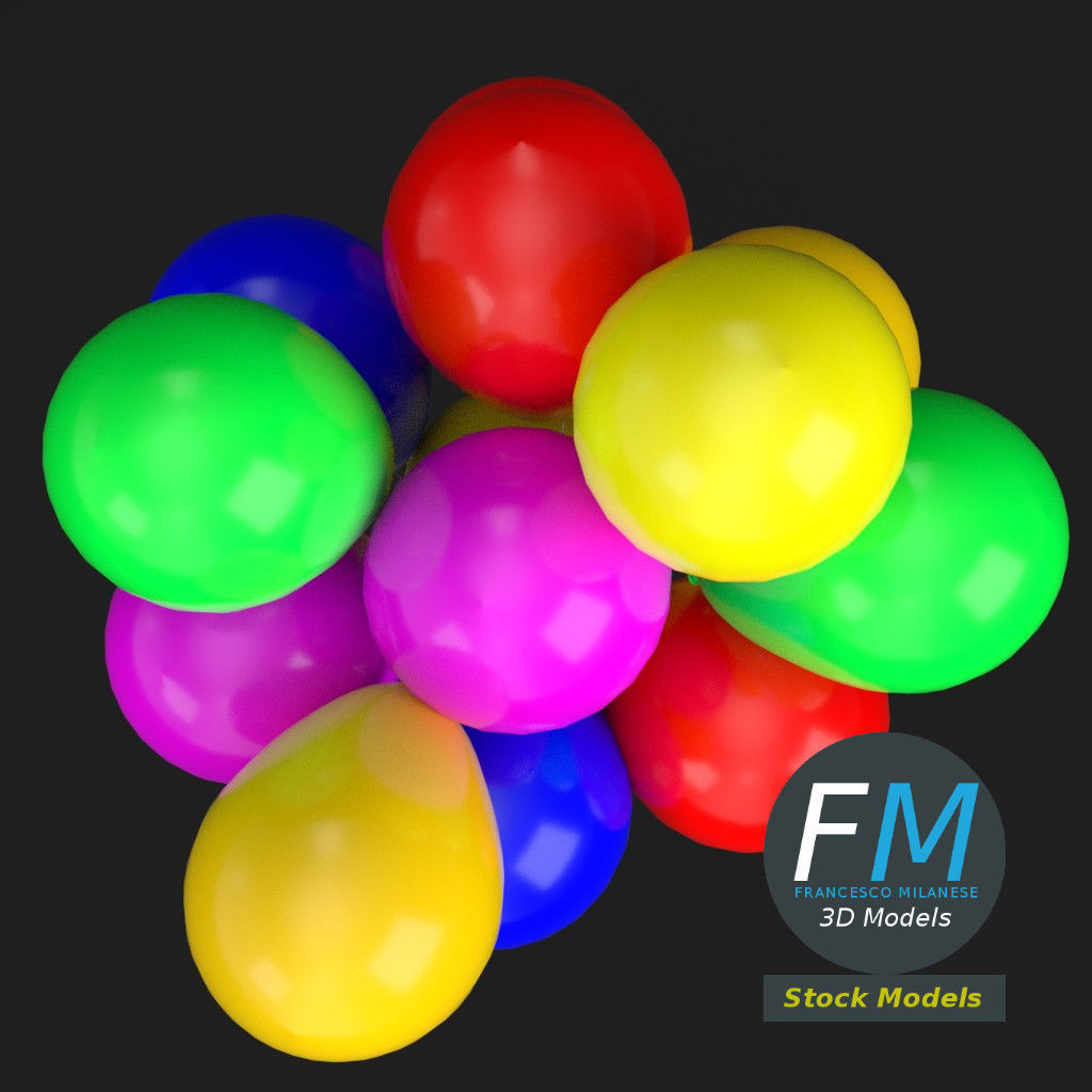 Bunch of balloons 3D model_6