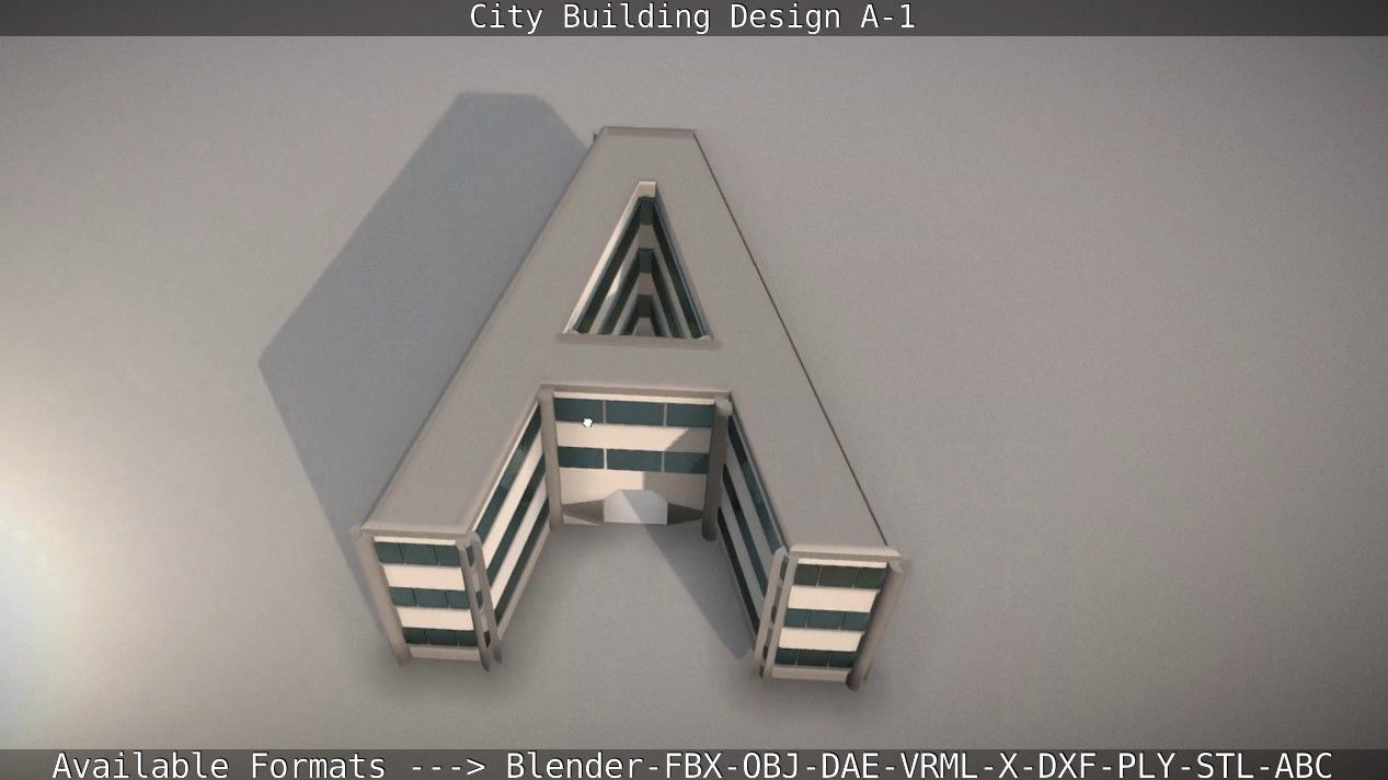 City Building Design A-1 Low-poly 3D model_26