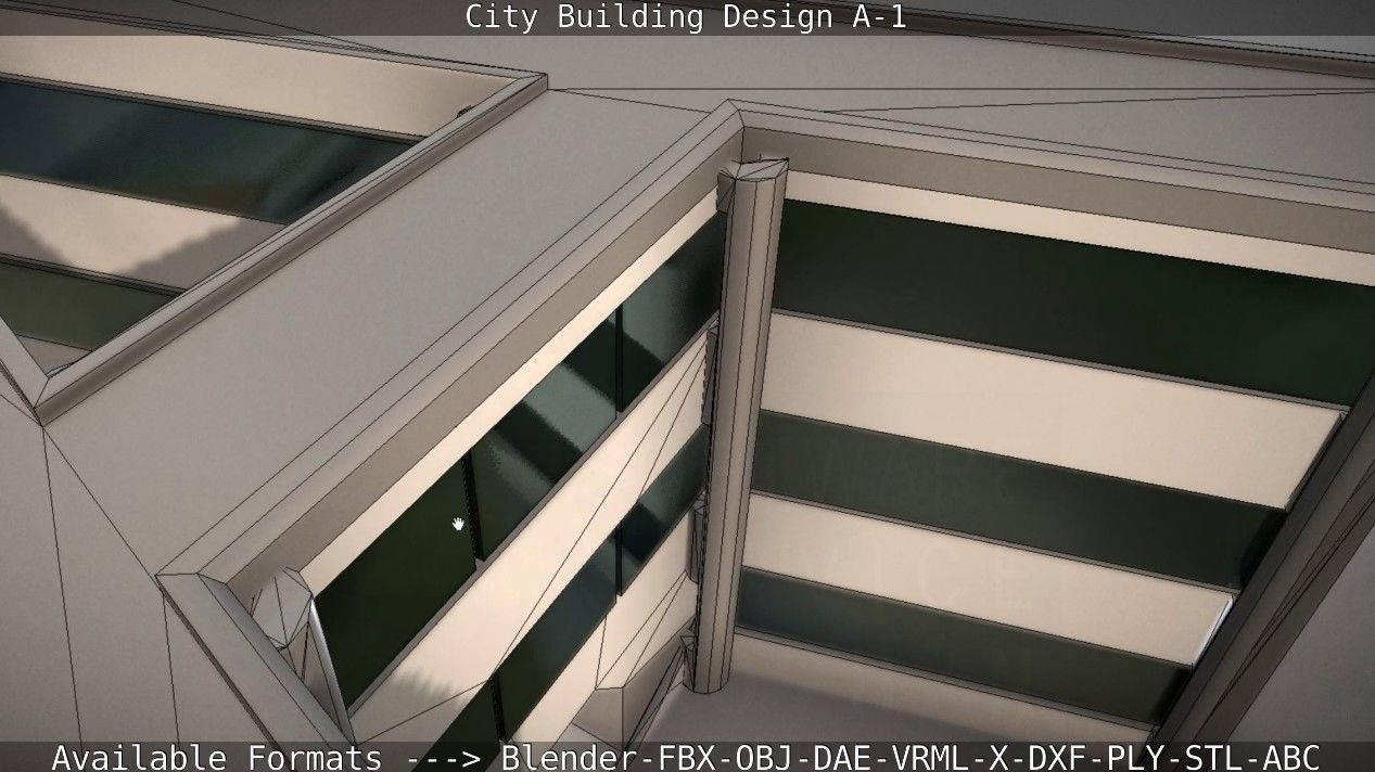 City Building Design A-1 Low-poly 3D model_93