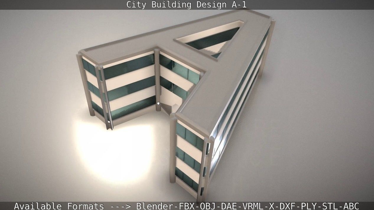 City Building Design A-1 Low-poly 3D model_15