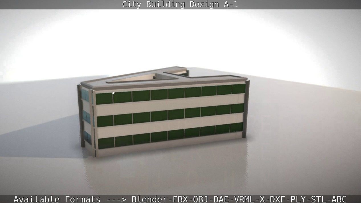 City Building Design A-1 Low-poly 3D model_34