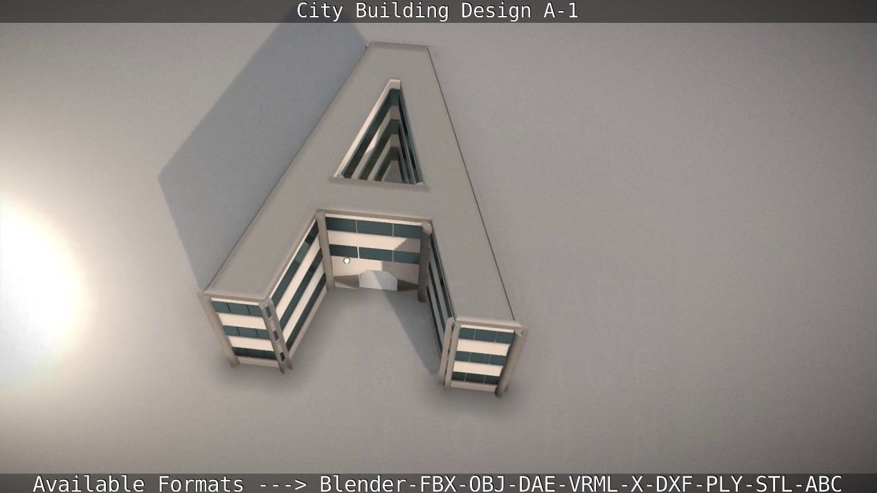 City Building Design A-1 Low-poly 3D model_22