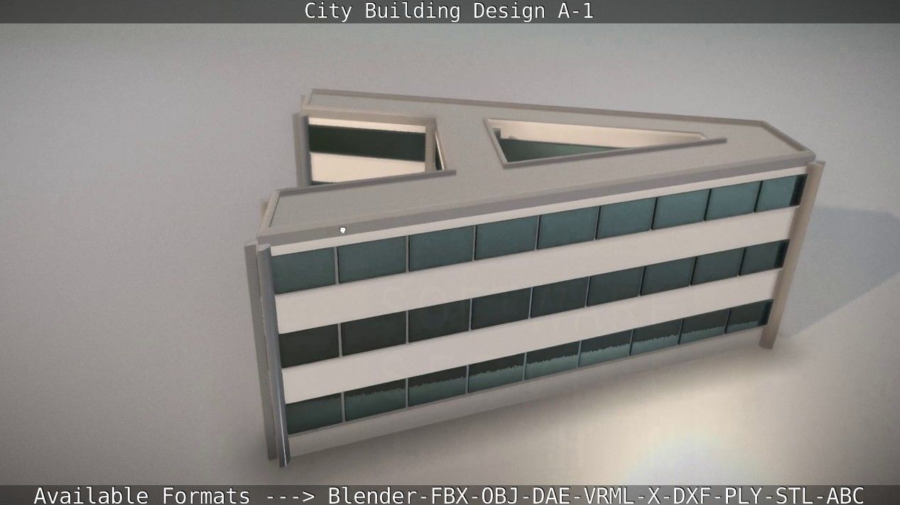 City Building Design A-1 Low-poly 3D model_16