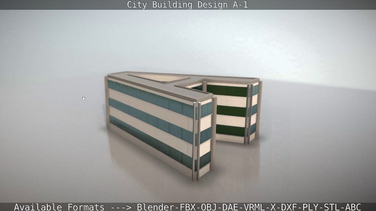 City Building Design A-1 Low-poly 3D model_33