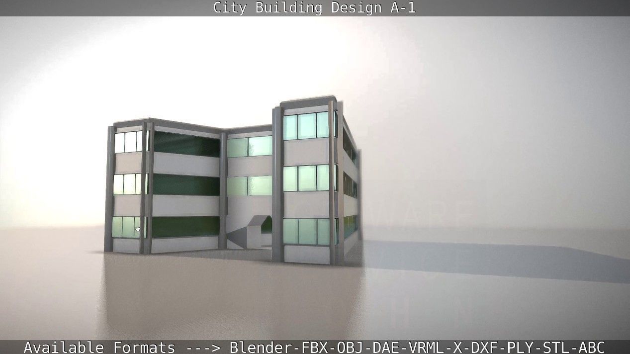 City Building Design A-1 Low-poly 3D model_80