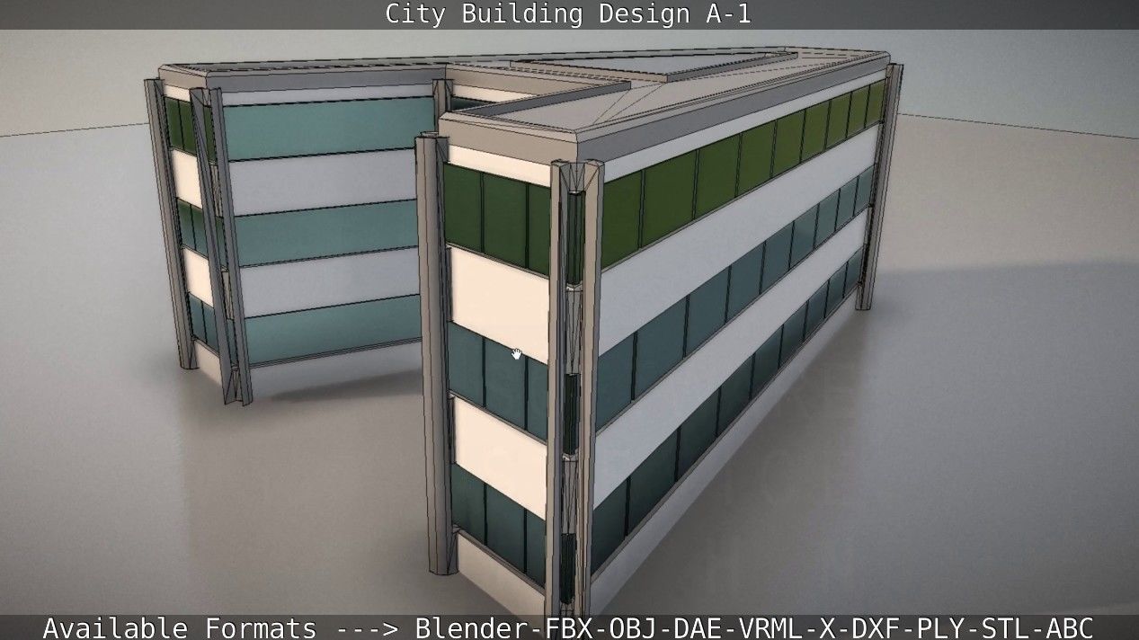 City Building Design A-1 Low-poly 3D model_86