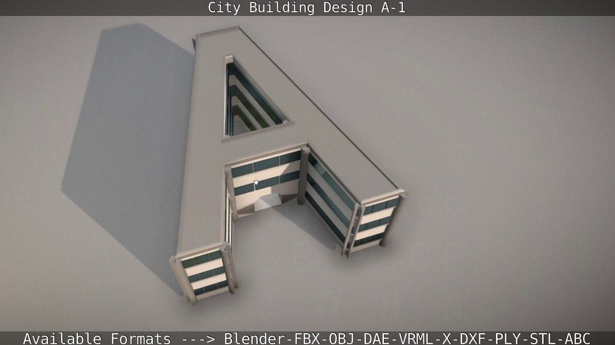 City Building Design A-1 Low-poly 3D model_21