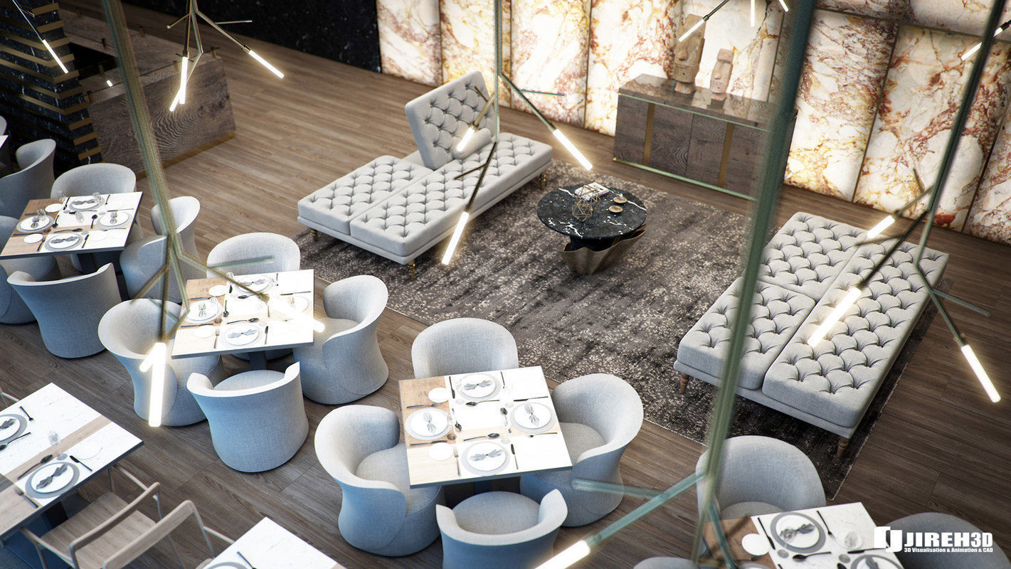 VRay - C4D scene files - Restaurant Interior 3D model_4