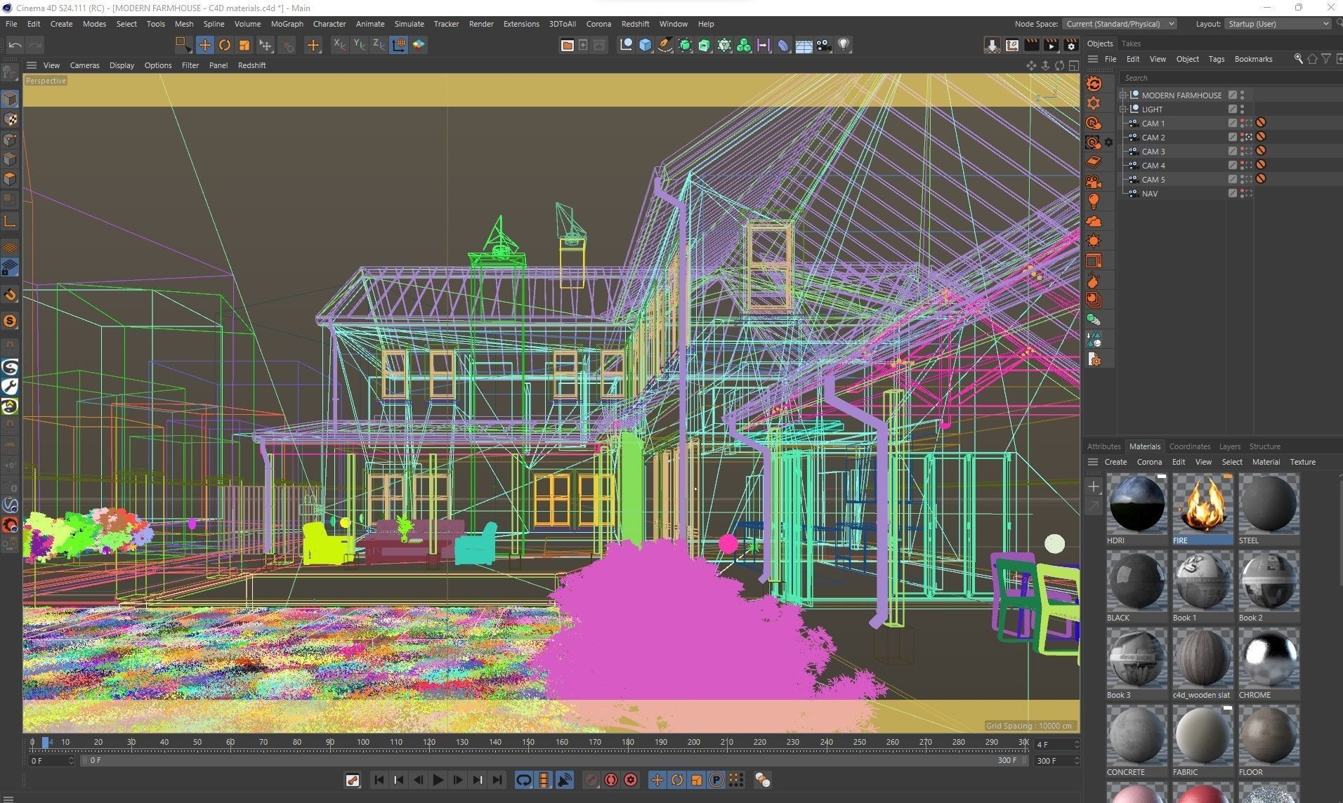 VRay - C4D scene files Modern Farmhouse Exterior 3D model_15