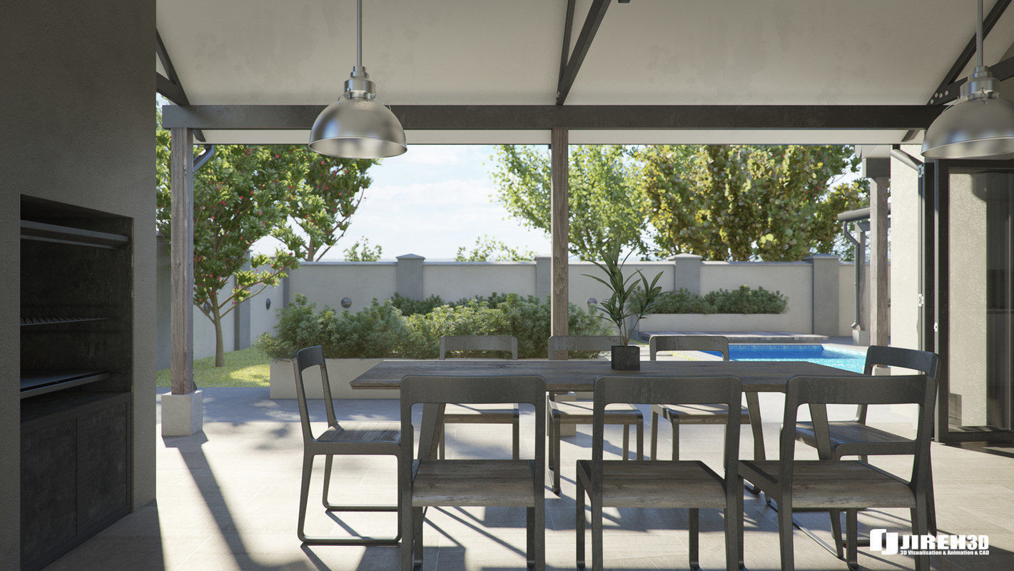 VRay - C4D scene files Modern Farmhouse Exterior 3D model_3