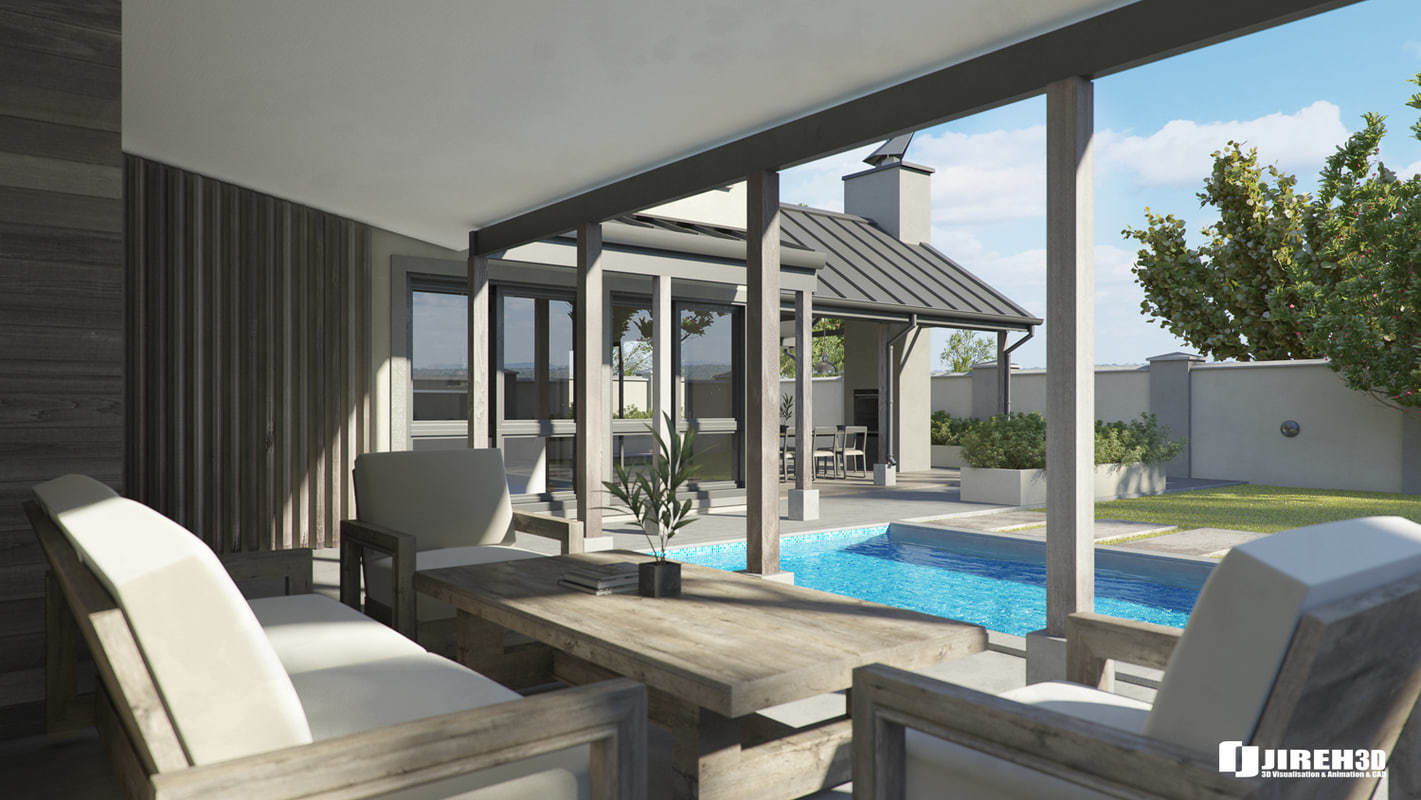 VRay - C4D scene files Modern Farmhouse Exterior 3D model_5