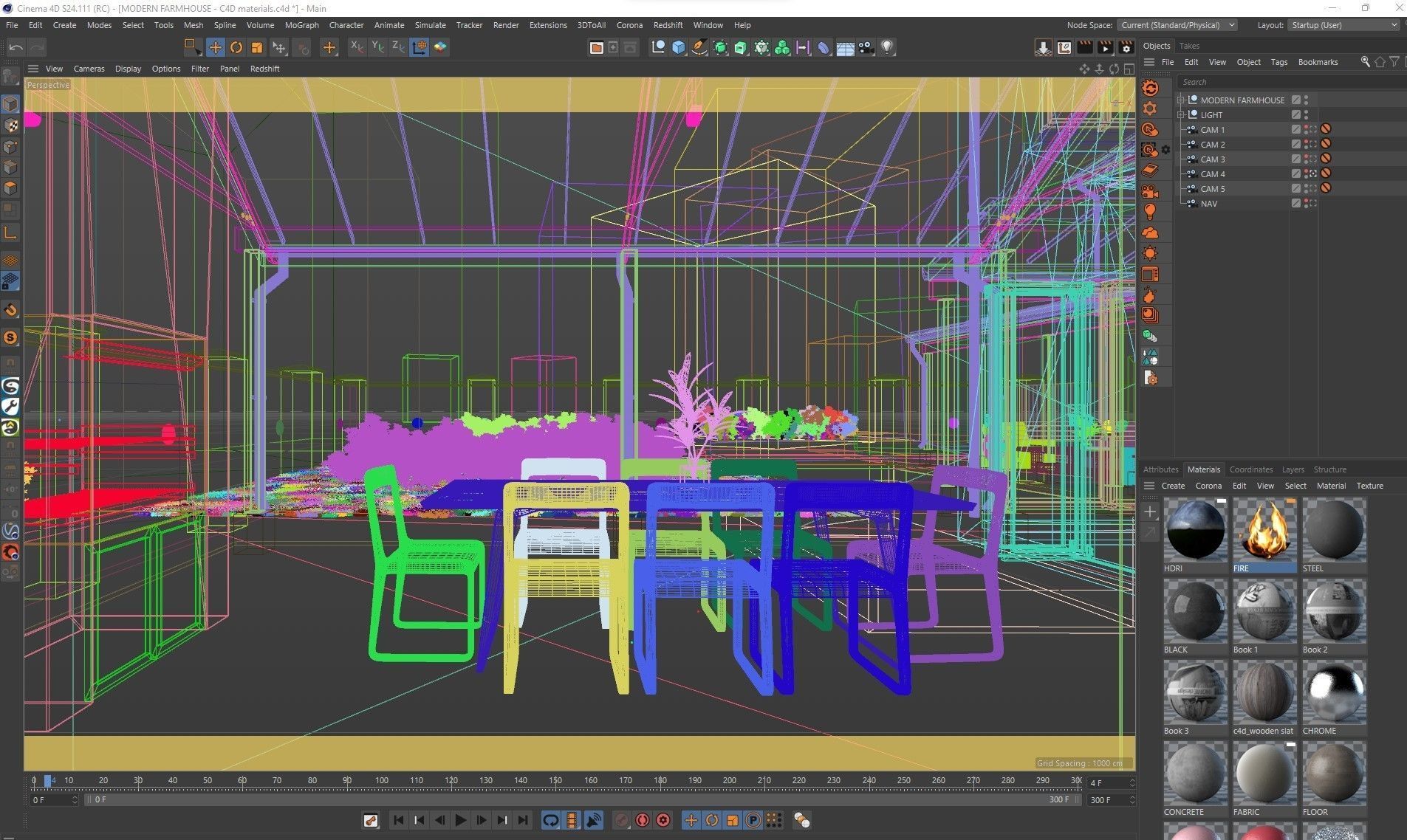 VRay - C4D scene files Modern Farmhouse Exterior 3D model_17