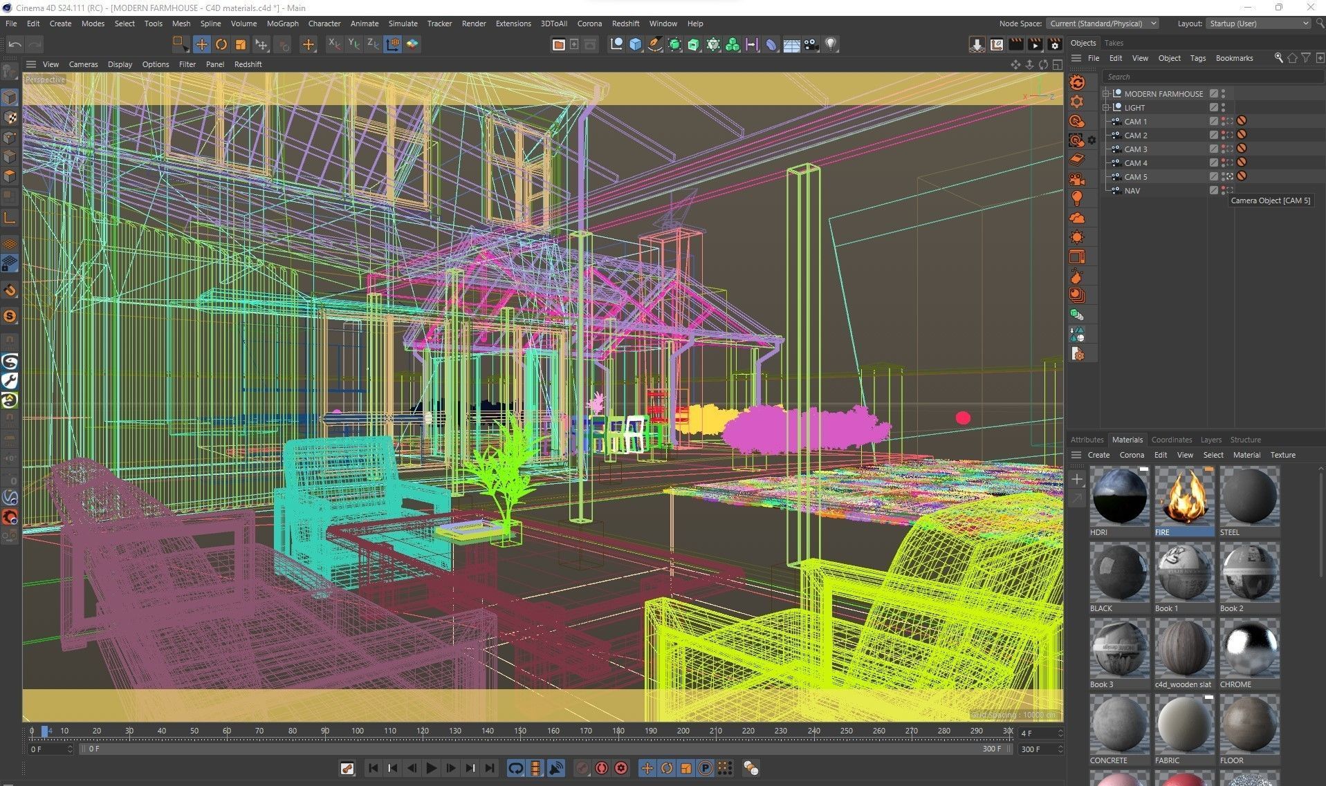 VRay - C4D scene files Modern Farmhouse Exterior 3D model_13