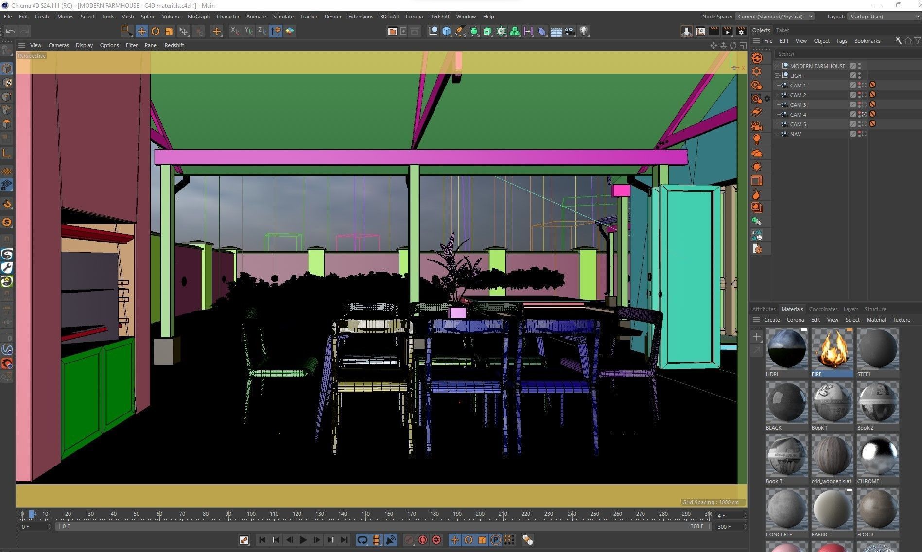 VRay - C4D scene files Modern Farmhouse Exterior 3D model_11
