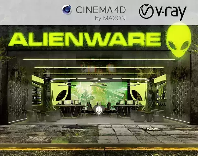 VRay - C4D Scene files - Exterior and Interior - Gaming Store