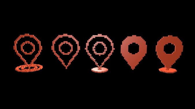 Geolocation characters voxel 3D model