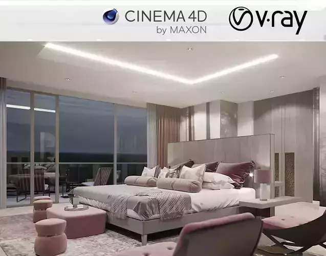 VRay - C4D Scene files - Master Bedroom Interior 3D model