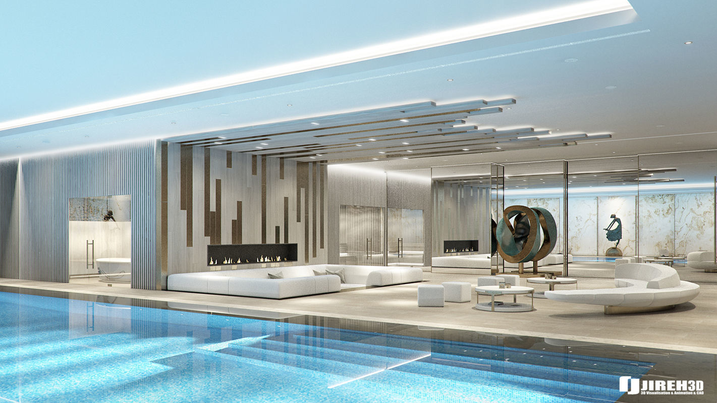 VRay - C4D Scene files - LUXURY RESIDENTIAL POOL  3D model_3