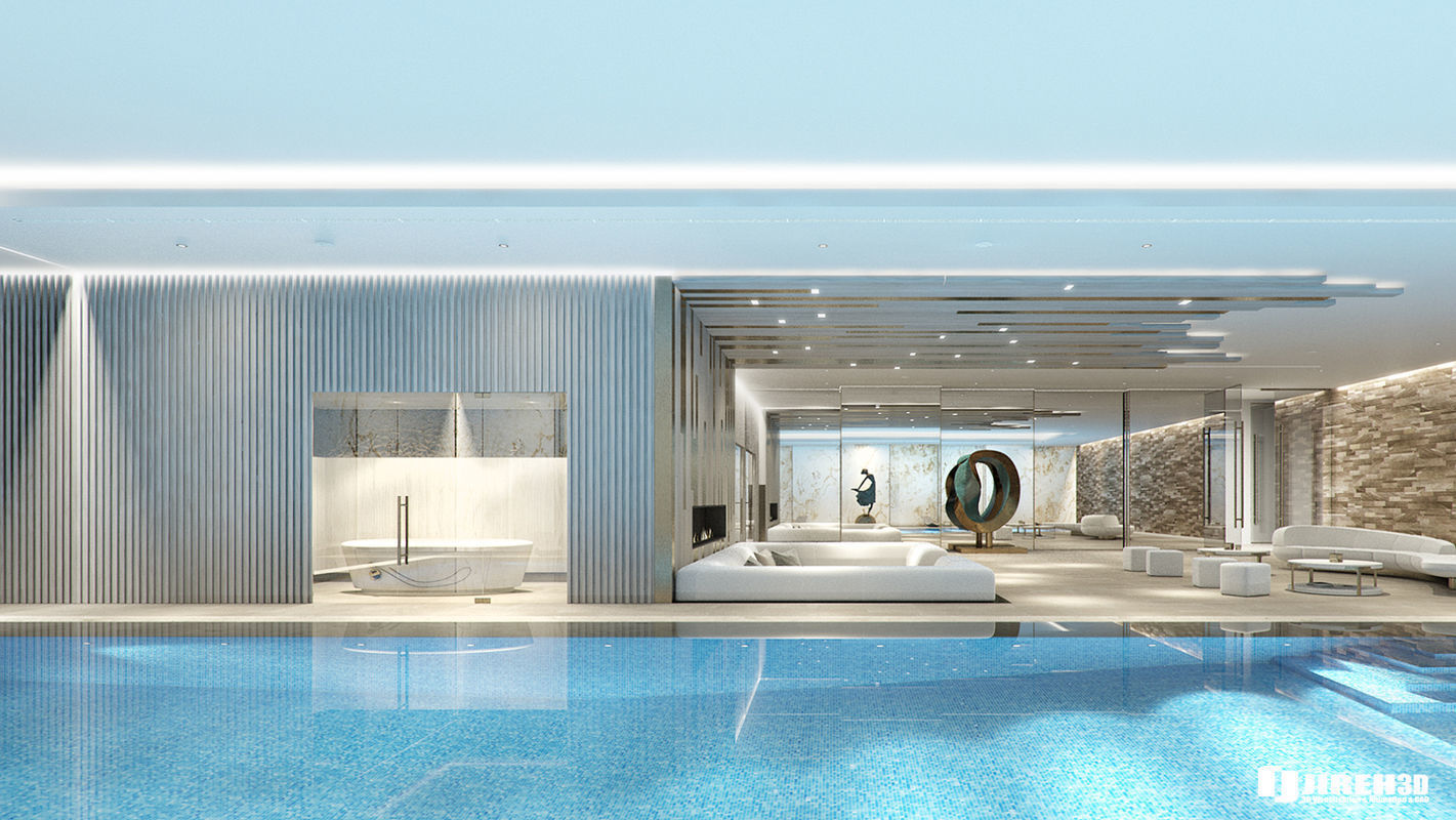 VRay - C4D Scene files - LUXURY RESIDENTIAL POOL  3D model_2