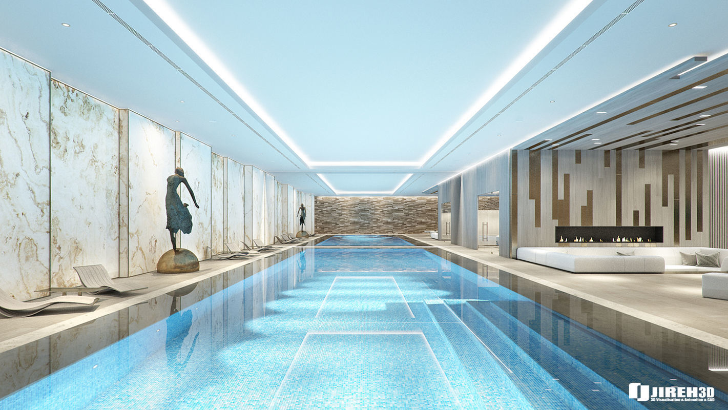 VRay - C4D Scene files - LUXURY RESIDENTIAL POOL  3D model_1