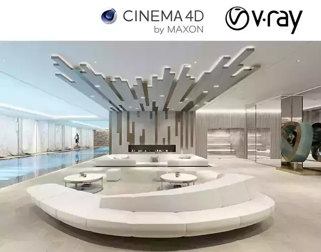 VRay - C4D Scene files - LUXURY RESIDENTIAL POOL  3D model