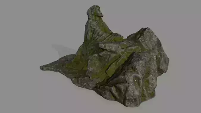 Jesus stone statue Low-poly 3D model