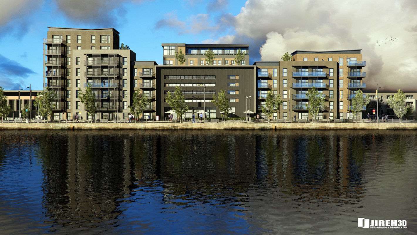 VRay - C4D files Waterfront Exterior Scene 3D model_2