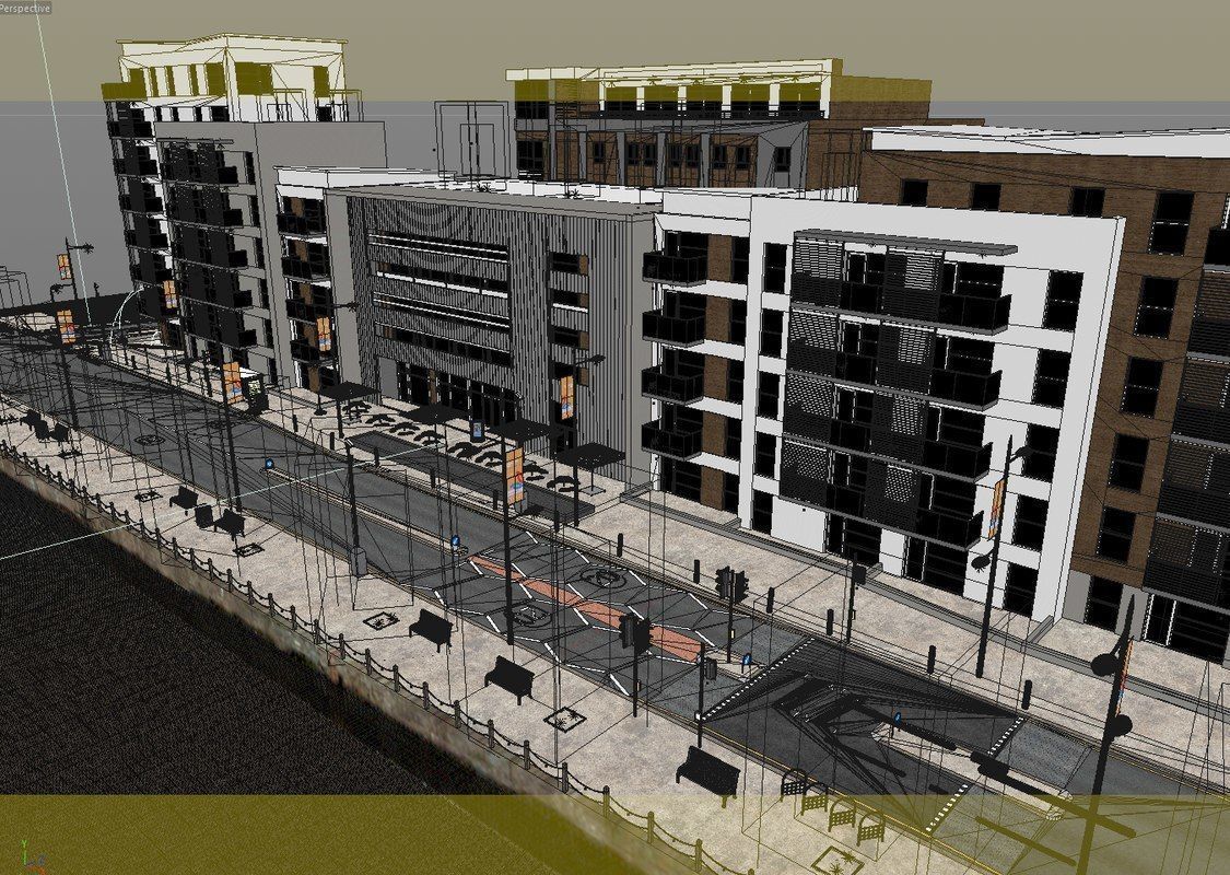 VRay - C4D files Waterfront Exterior Scene 3D model_5