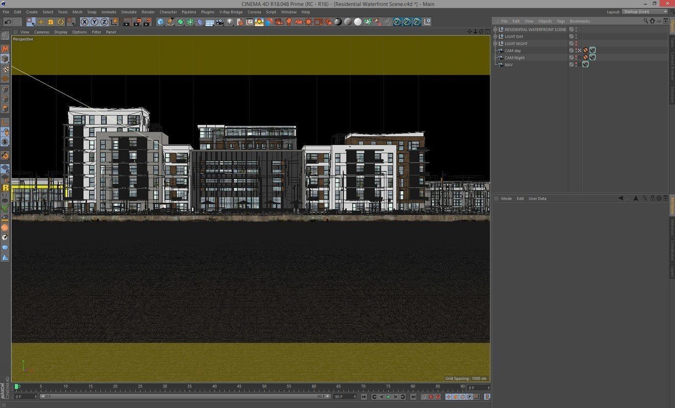 VRay - C4D files Waterfront Exterior Scene 3D model_4