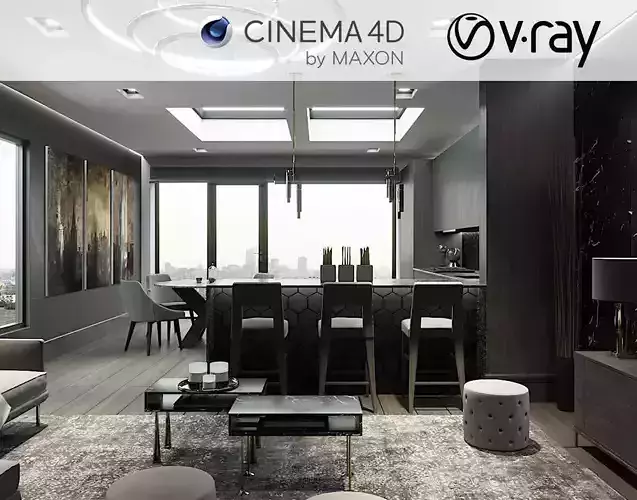 VRay - C4D Scene files - LONDON LUXURY APARTMENT Interior