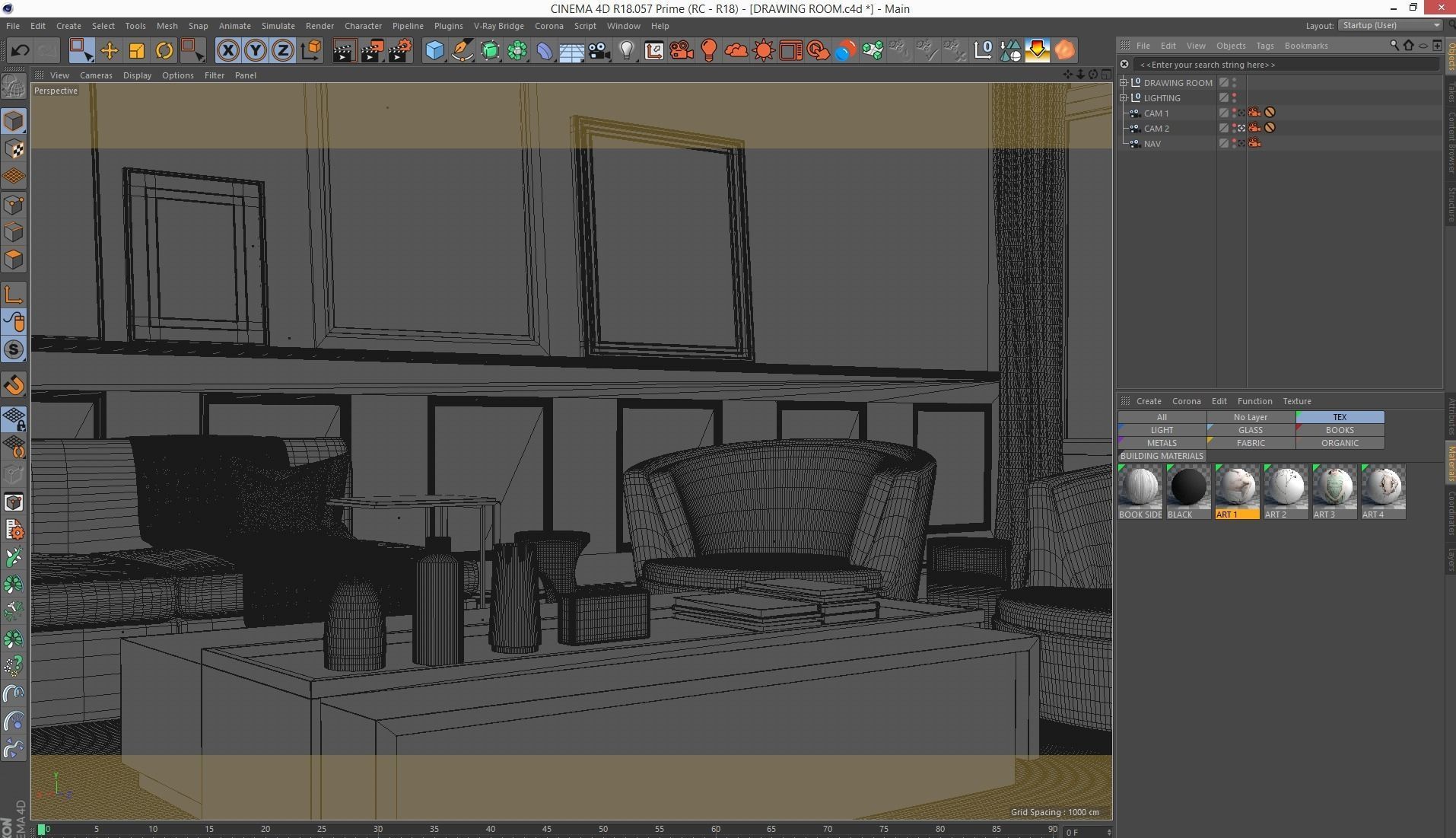 Corona - C4D Scene files - Drawing Room Interior Scene 3D model_4