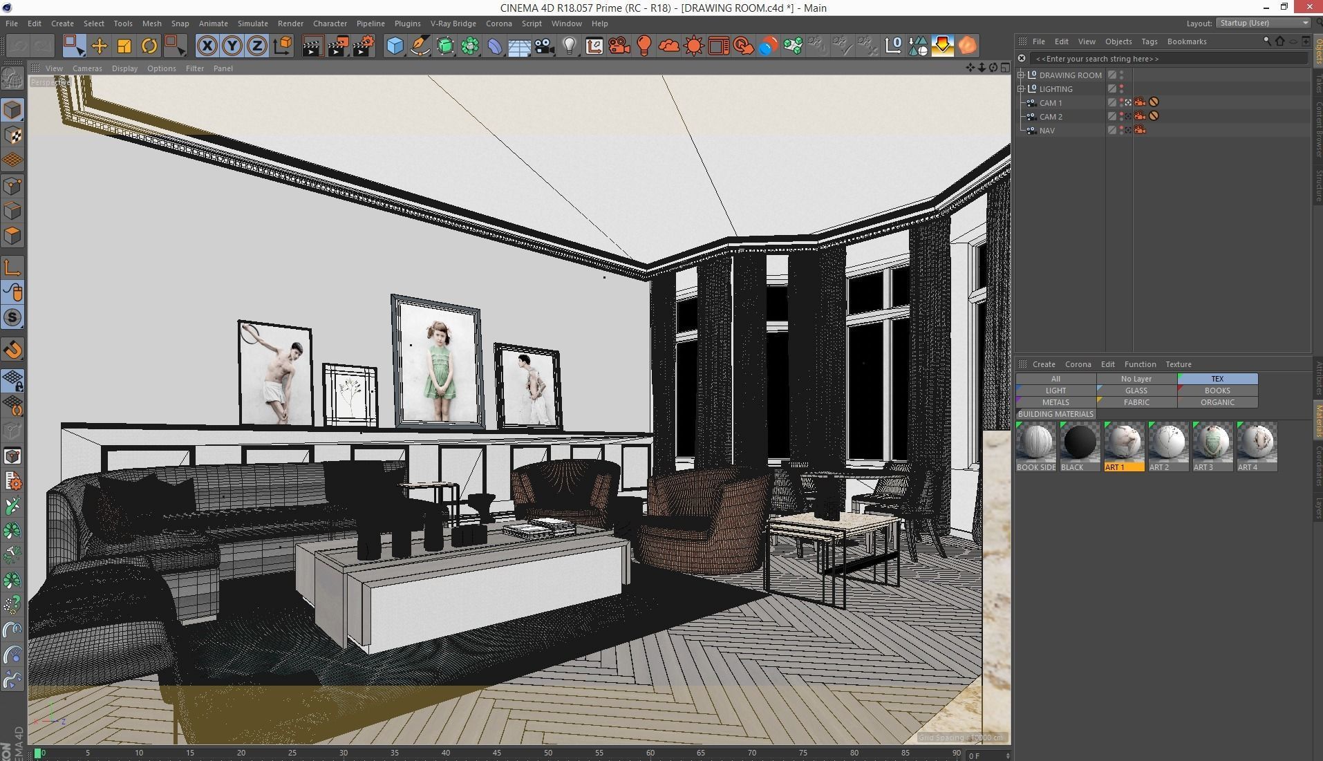 Corona - C4D Scene files - Drawing Room Interior Scene 3D model_3