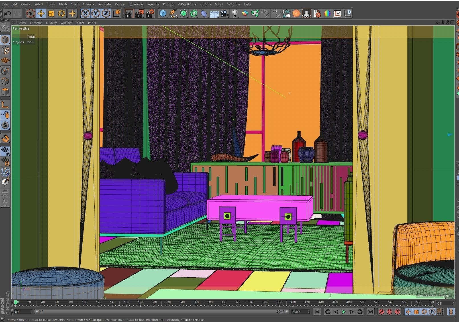 Corona - C4D Scene files - Living Room 3 Interior 3D model_9