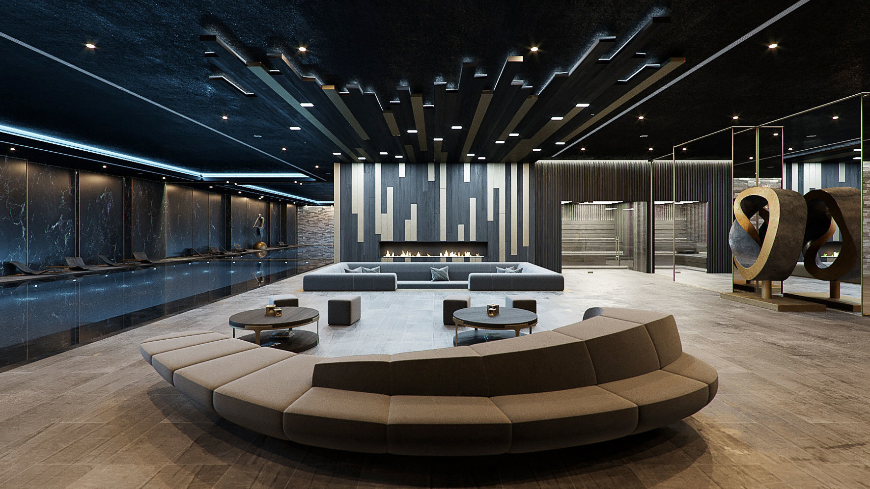 Corona - C4D scene files - Residential Pool Interior 3D model_1