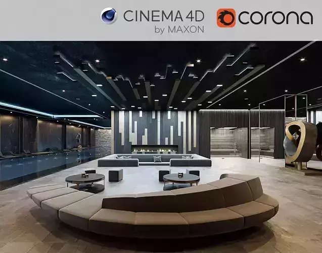 Corona - C4D scene files - Residential Pool Interior 3D model