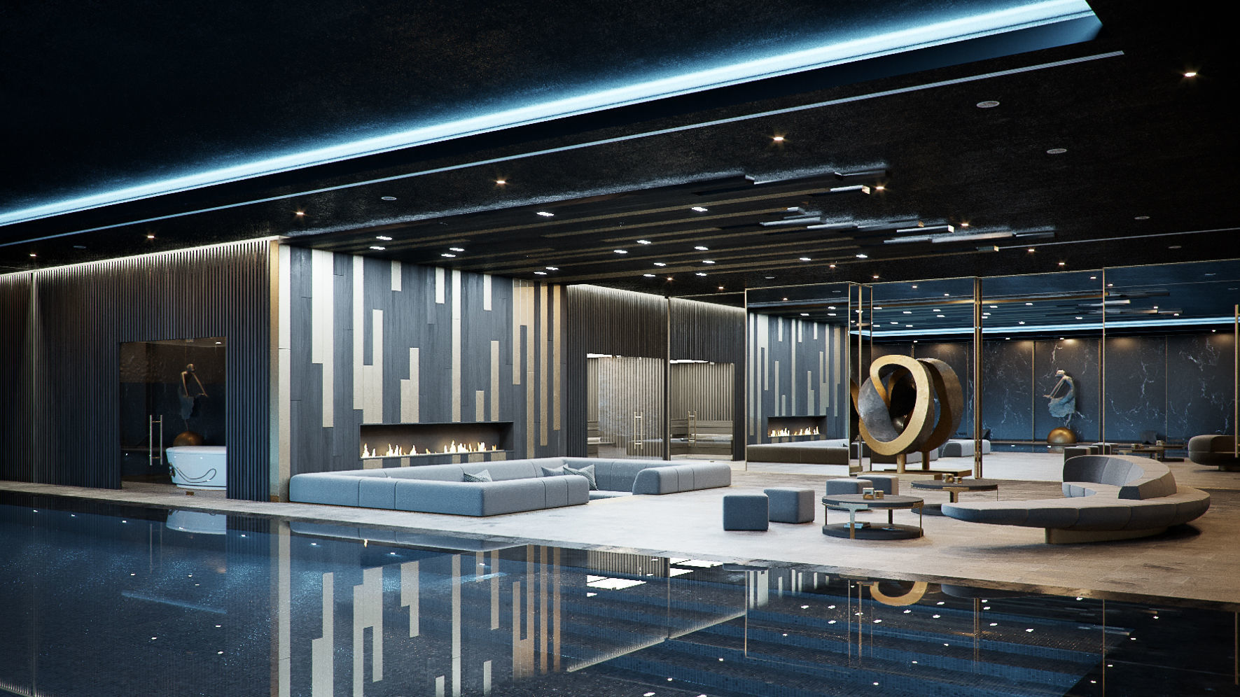 Corona - C4D scene files - Residential Pool Interior 3D model_5