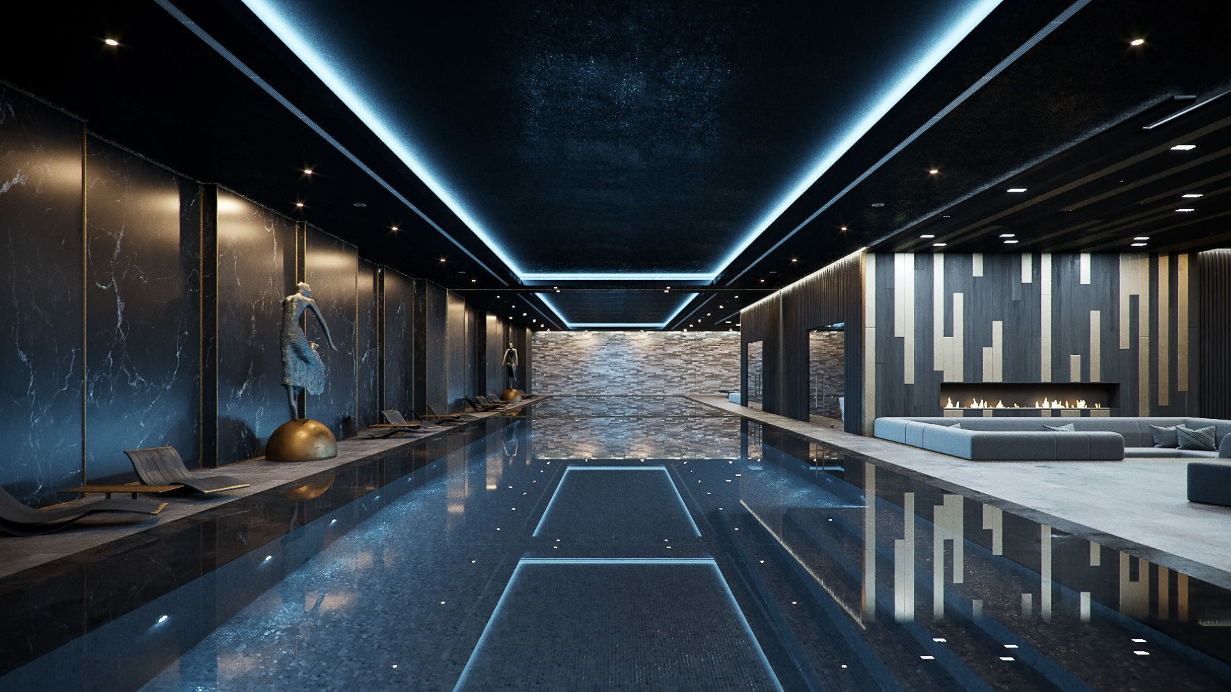 Corona - C4D scene files - Residential Pool Interior 3D model_3