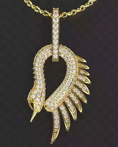  necklace Swan Silver Gold  Print