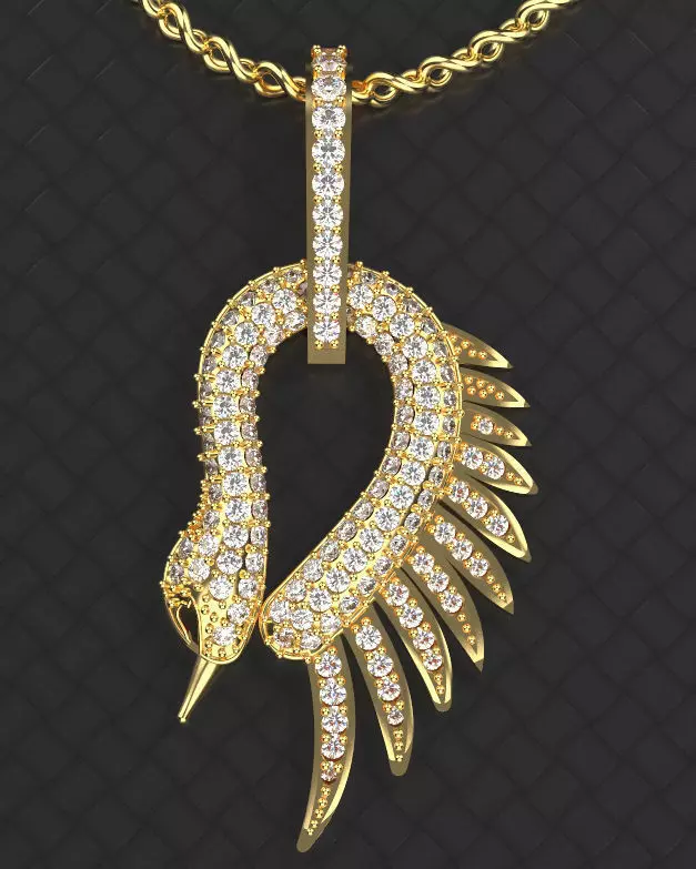 necklace Swan Silver Gold Print 3D print model