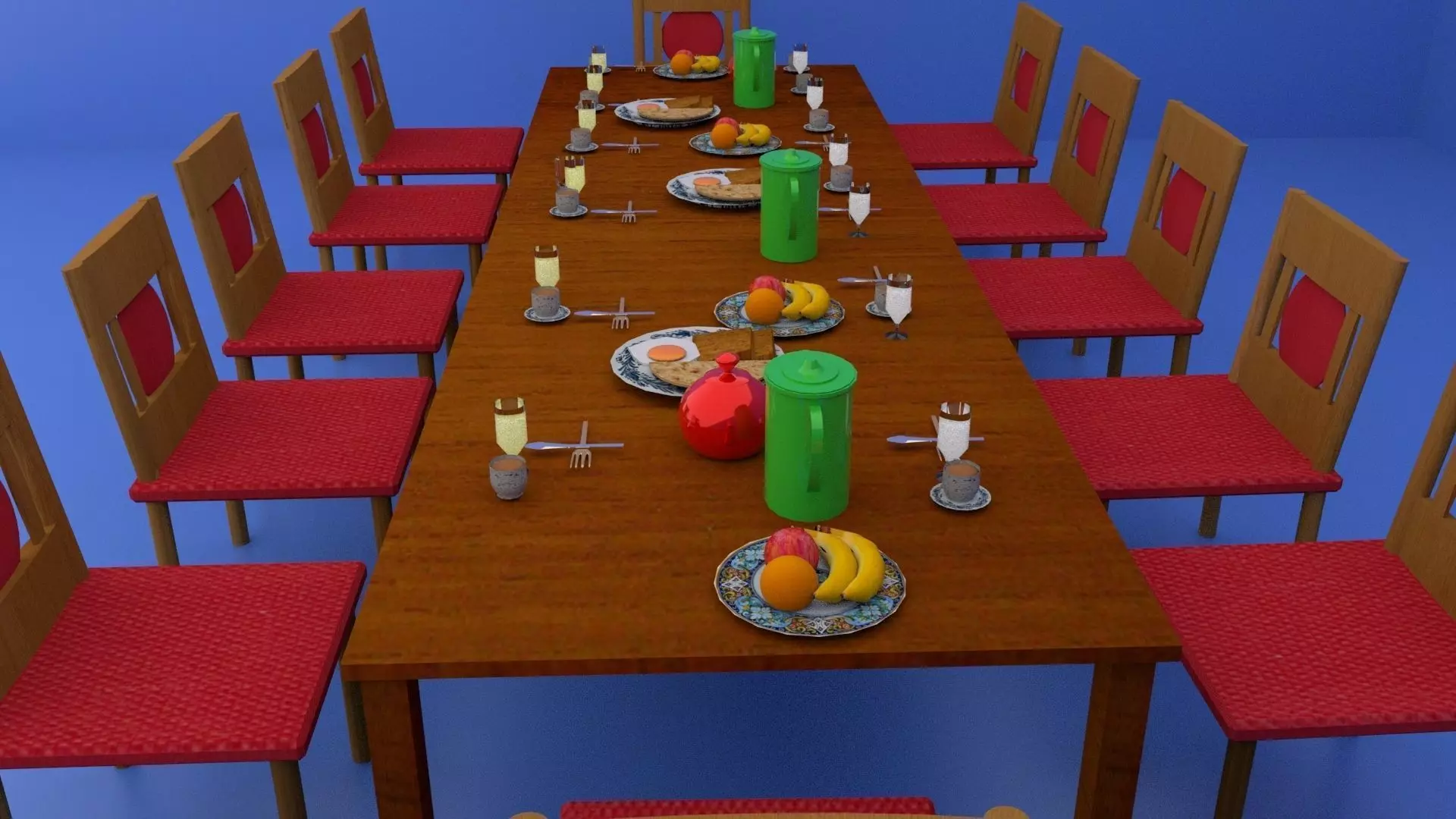 Table chairs Free low-poly 3D model